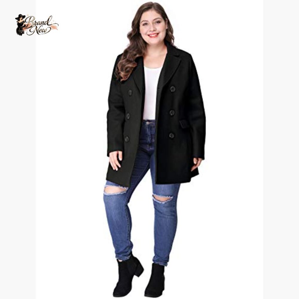 Polyester Double Breasted Notched Lapel Long Coat… - image 2